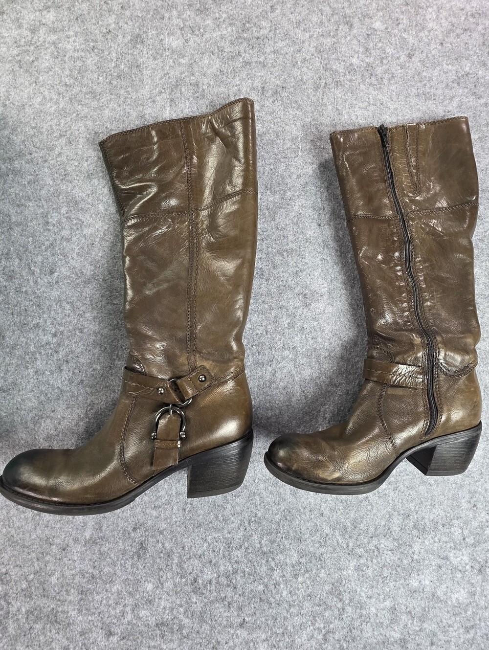 Clarks Brown Leather Mid-Calf  Riding Boots Mascarpone Mix Sz 7 Taupe Riding